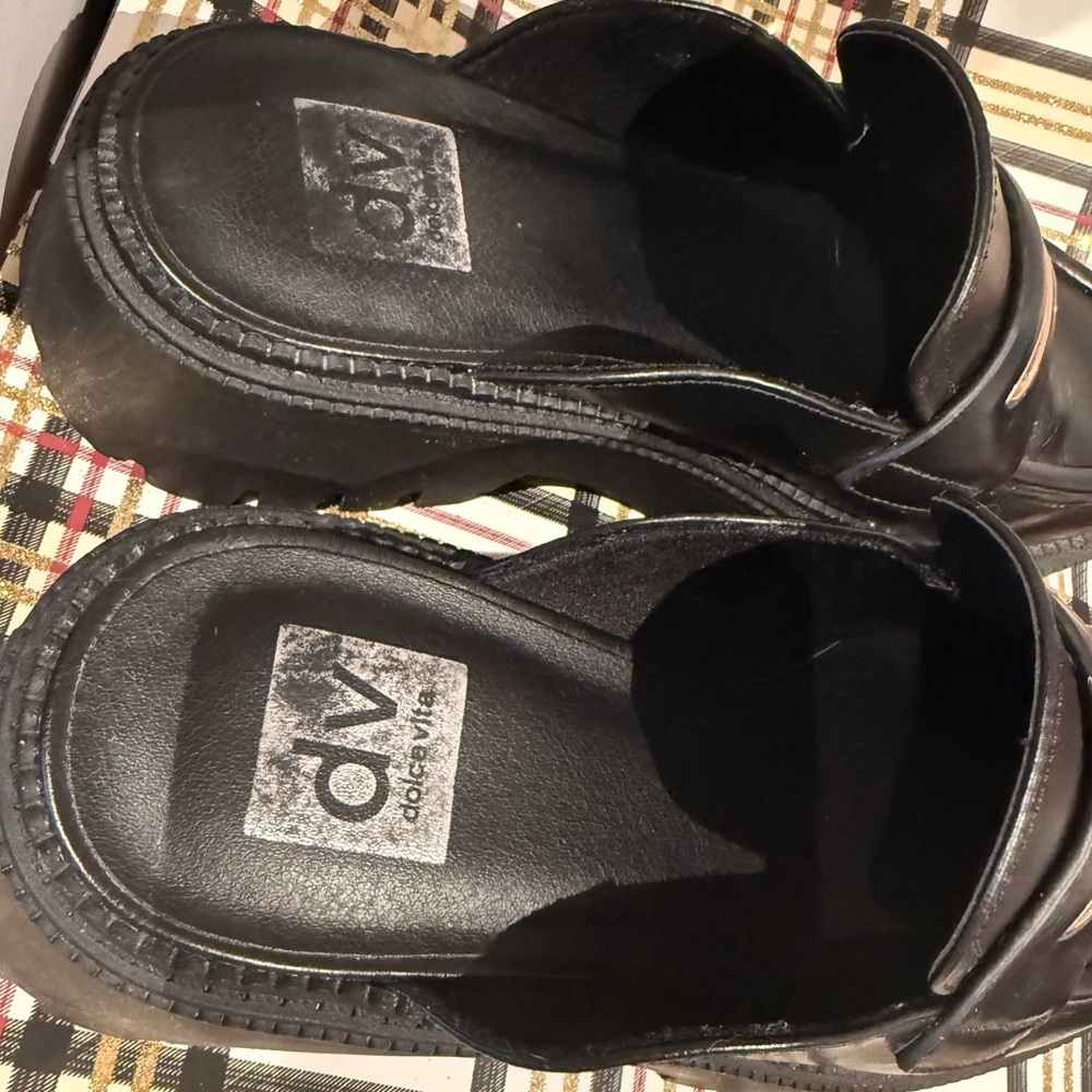 Dolce Vita Black Loafers with Gold Accent - Picture 3 of 5